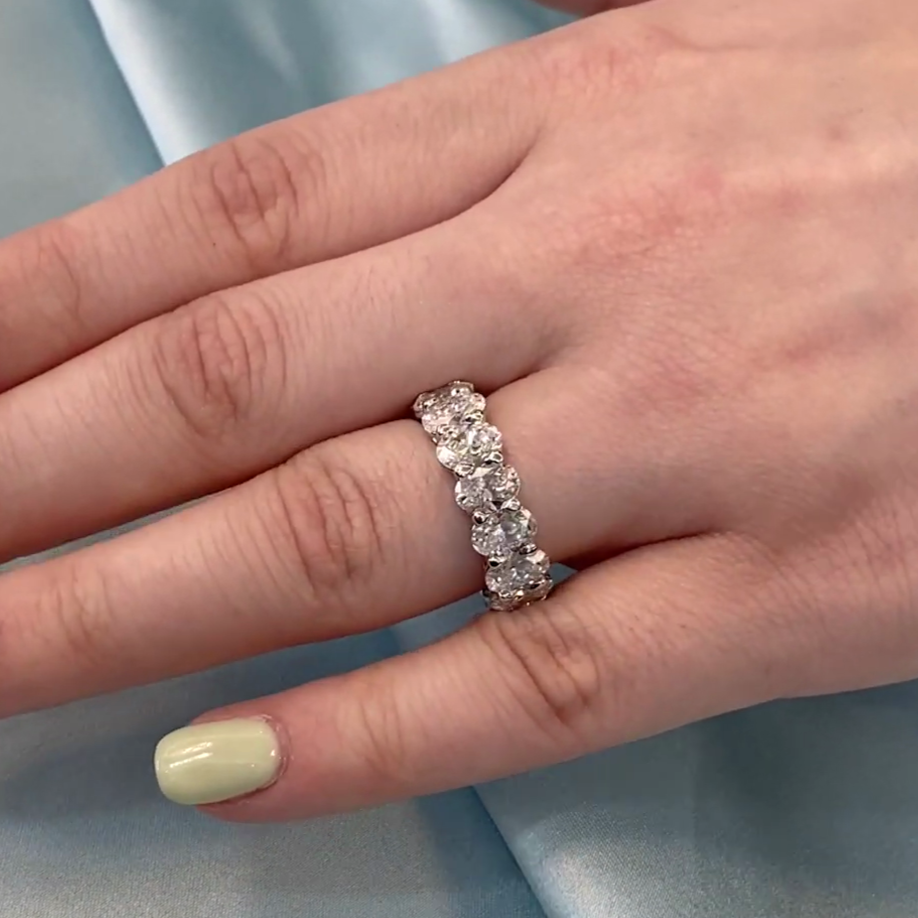 Oval 3.30tcw Lab Diamond Half Eternity Wedding Band | IGI Certified DEF VVS–VS Clarity