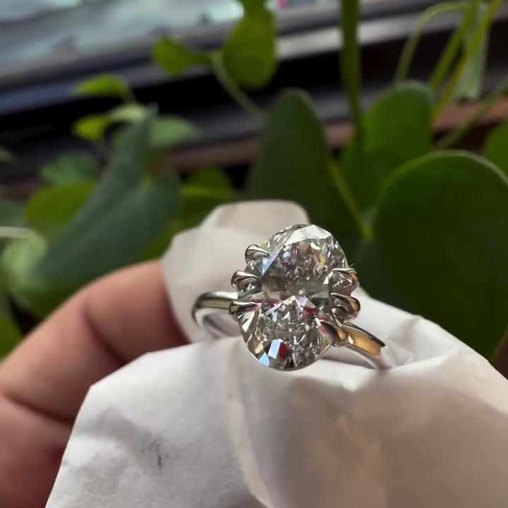 1.50tcw Oval Lab Diamond Solitaire Engagement Ring | Six Prong | IGI Certified