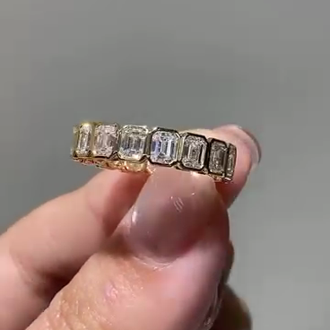 Emerald 3.60tcw Bezel Set Eternity Lab Grown Diamond Band, D-E-F Color, VVS-VS Clarity