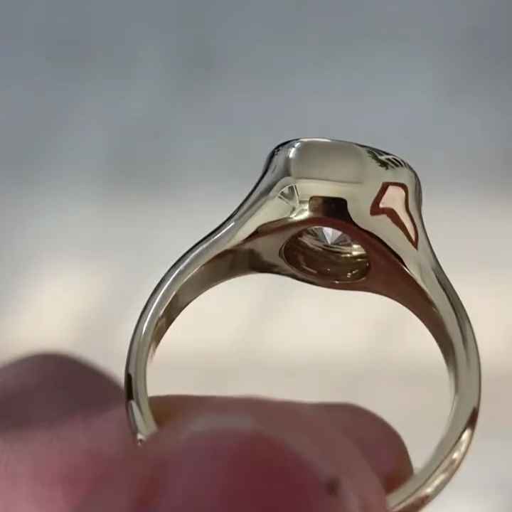 Round 2.50ct Lab Grown Diamond Bezel Set Engagement Ring | 14k Yellow Gold | IGI Certified