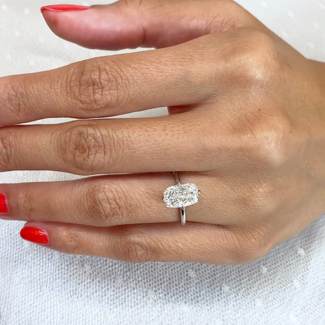 2.65ct Cushion Lab Diamond Engagement Ring | Hidden Halo | IGI Certified | Gold & Platinum