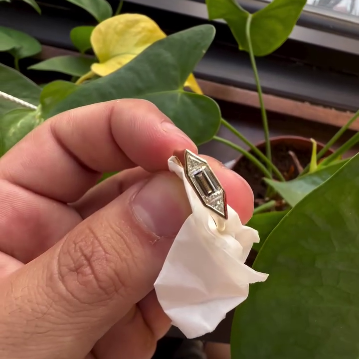 1.40tcw Baguette And Trillion Lab Grown Diamond Bezel Engagement Ring | IGI Certified | DEF VVS