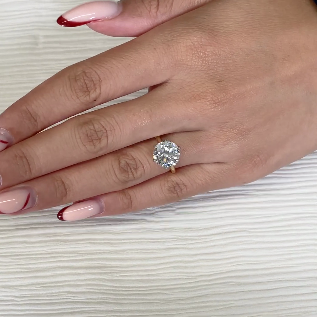 3.50ct Round Lab Diamond Cathedral Engagement Ring | Yellow Gold Solitaire | IGI D-E-F VVS–VS