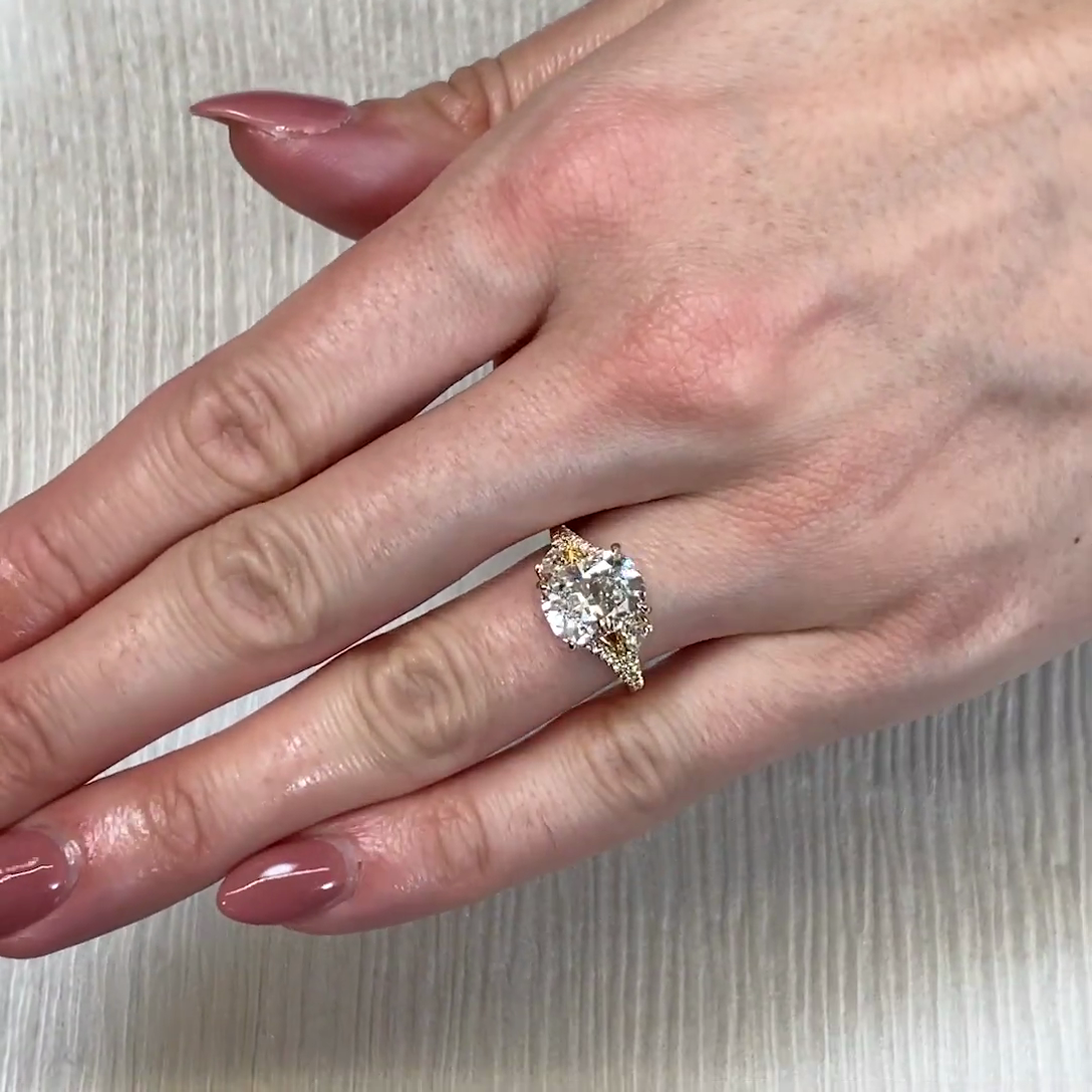 Cushion 4.00tcw Lab Diamond Split Band Ring  | IGI Certified | D-E-F | VVS–VS