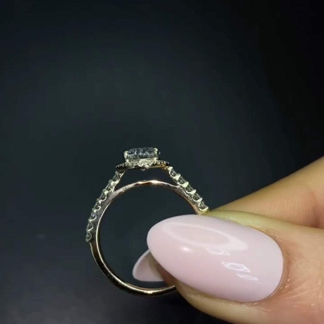 Pear 1.80tcw Lab Diamond Halo Cathedral Ring | IGI Certified | DEF VVS–VS