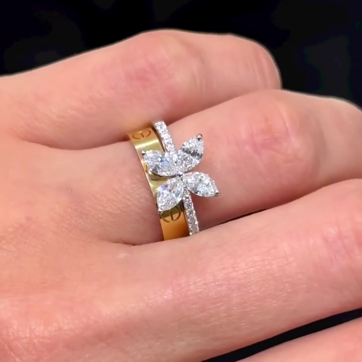 Marquise 2.10tcw Lab Diamond Flower Engagement Ring | IGI Certified | White Gold