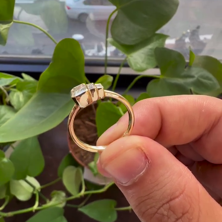 1.00tcw Emerald Lab Grown Diamond Half Bezel Engagement Ring | IGI Certified | DEF Color | VVS–VS Clarity