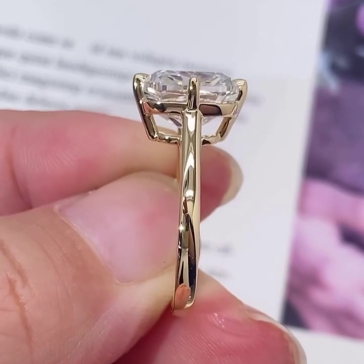 Sq Cushion 5.00ct Lab Grown Diamond Engagement Ring | IGI Certified | D-E-F Color | VVS–VS Clarity | Yellow Gold Solitaire Ring