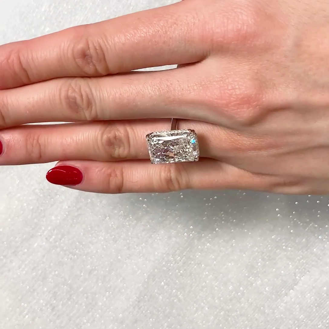 Radiant 8.10tcw Lab Diamond Hidden Halo Solitaire Ring | IGI Certified | D-E-F | VVS–VS