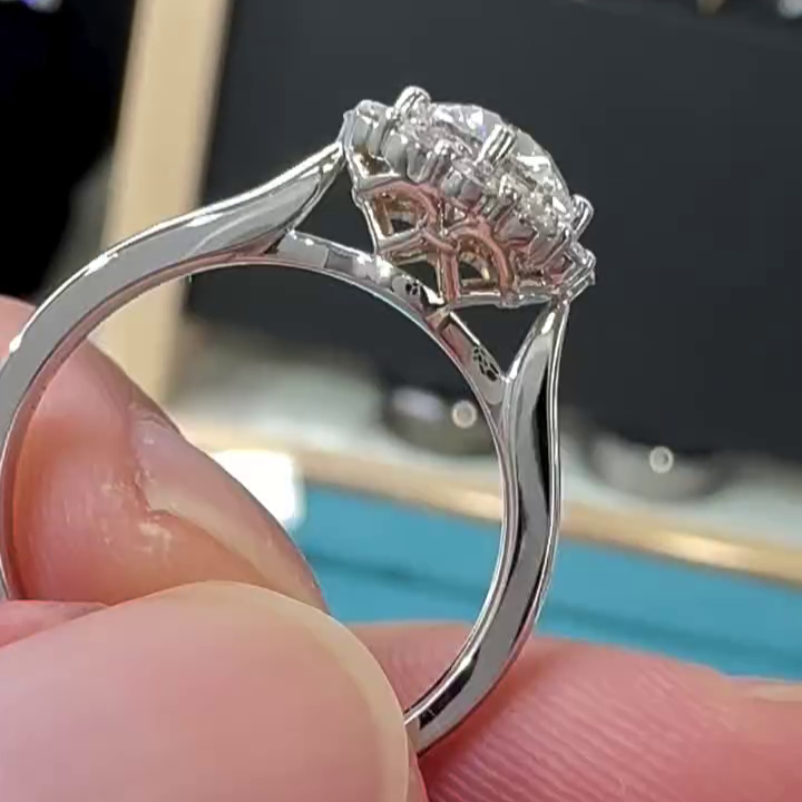 1.15tcw Round Lab Grown Diamond Engagement Ring | Halo Cathedral Style | IGI Certified | White Gold