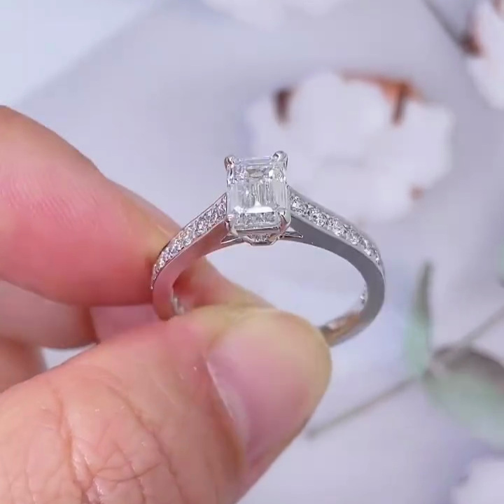 Emerald 1.50tcw Lab Diamond Channel Set Engagement Ring | IGI Certified | White Gold