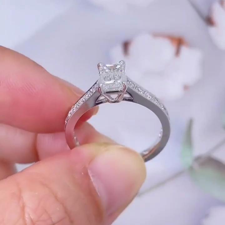 Emerald 1.50tcw Lab Diamond Channel Set Engagement Ring | IGI Certified | White Gold