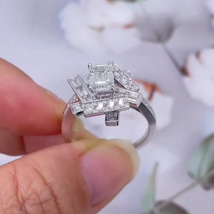 Emerald 3.00tcw Lab Diamond Halo Channel Pave Engagement Ring | IGI Certified | Unique Style