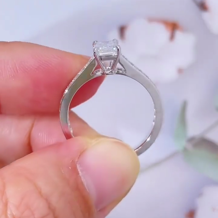 Emerald 1.50tcw Lab Diamond Channel Set Engagement Ring | IGI Certified | White Gold