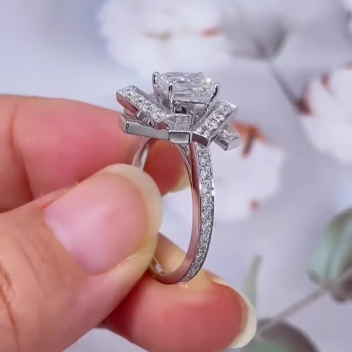 Emerald 3.00tcw Lab Diamond Halo Channel Pave Engagement Ring | IGI Certified | Unique Style