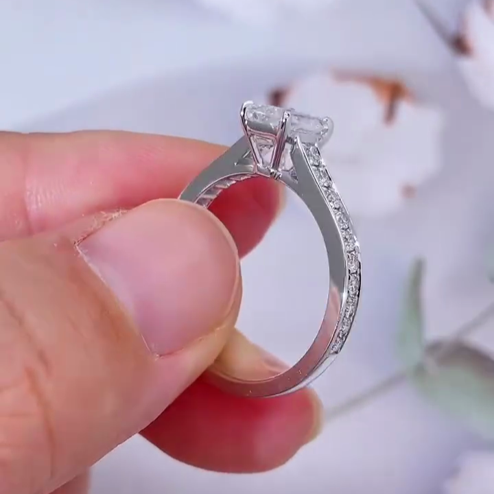 Emerald 1.50tcw Lab Diamond Channel Set Engagement Ring | IGI Certified | White Gold