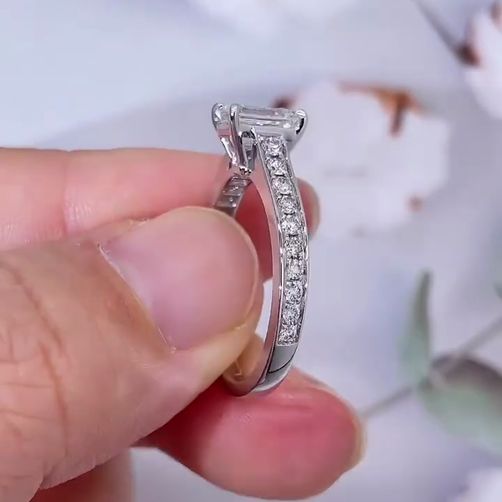 Emerald 1.50tcw Lab Diamond Channel Set Engagement Ring | IGI Certified | White Gold