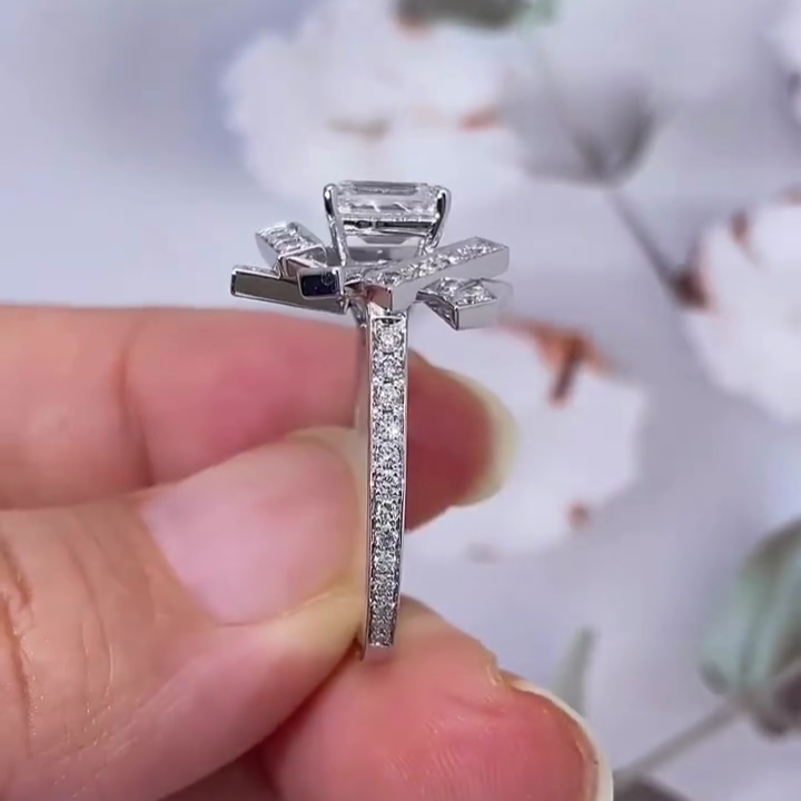 Emerald 3.00tcw Lab Diamond Halo Channel Pave Engagement Ring | IGI Certified | Unique Style