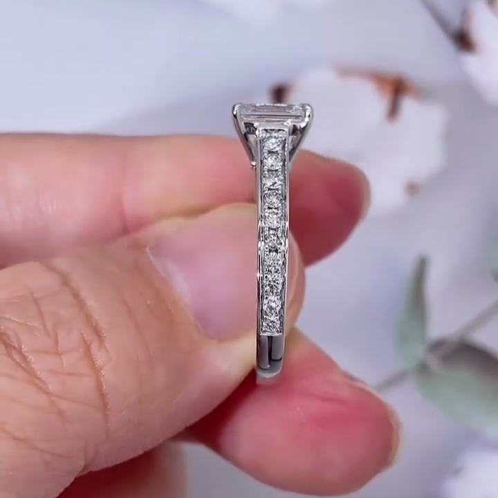 Emerald 1.50tcw Lab Diamond Channel Set Engagement Ring | IGI Certified | White Gold