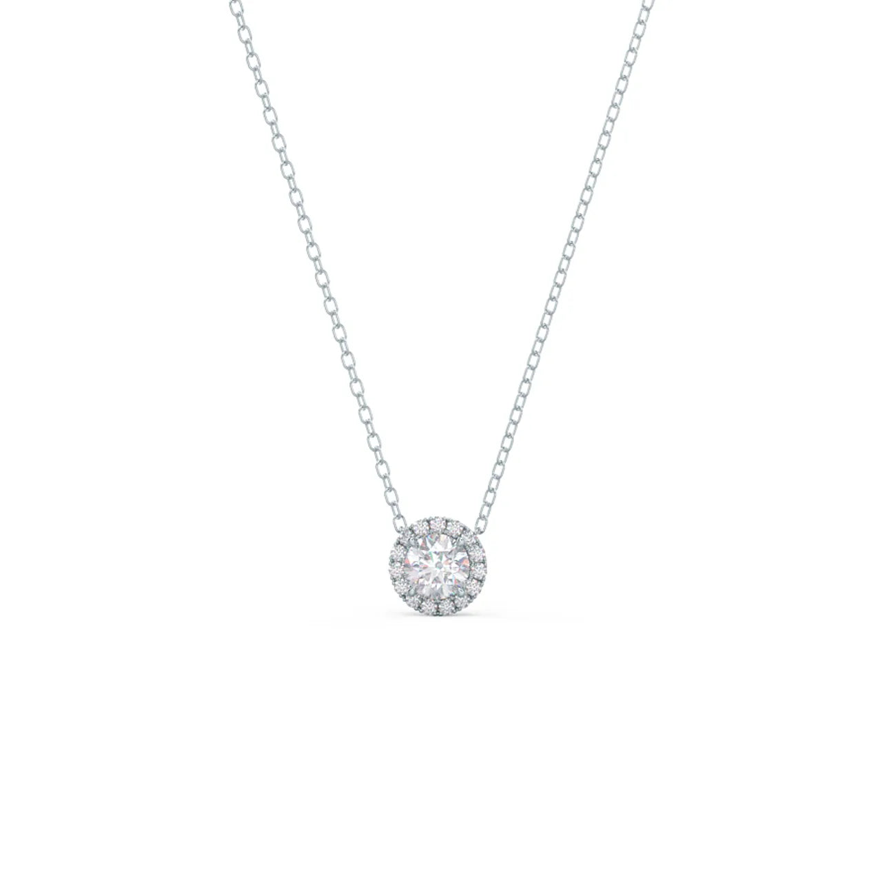 Round Lab Grown Diamond Single Halo Pendant, EF Color, VS Clarity, IGI Certified