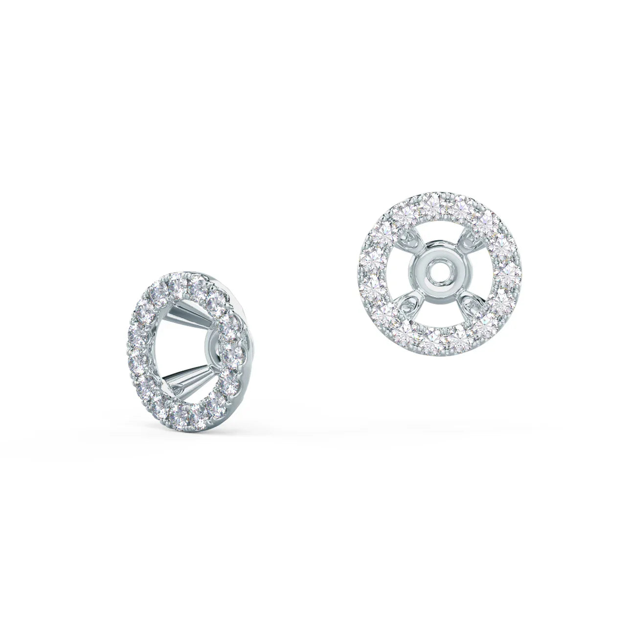 Round Lab Grown Heavenly Halo Earring Jackets, EF Color, VS Clarity, IGI Certified