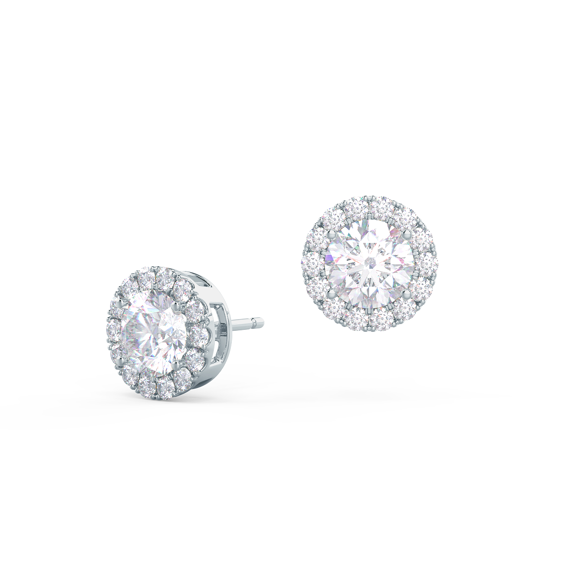 Heavenly single halo Round Lab grown Diamond Stud Earrings, EF Color, VS Clarity, IGI Certified