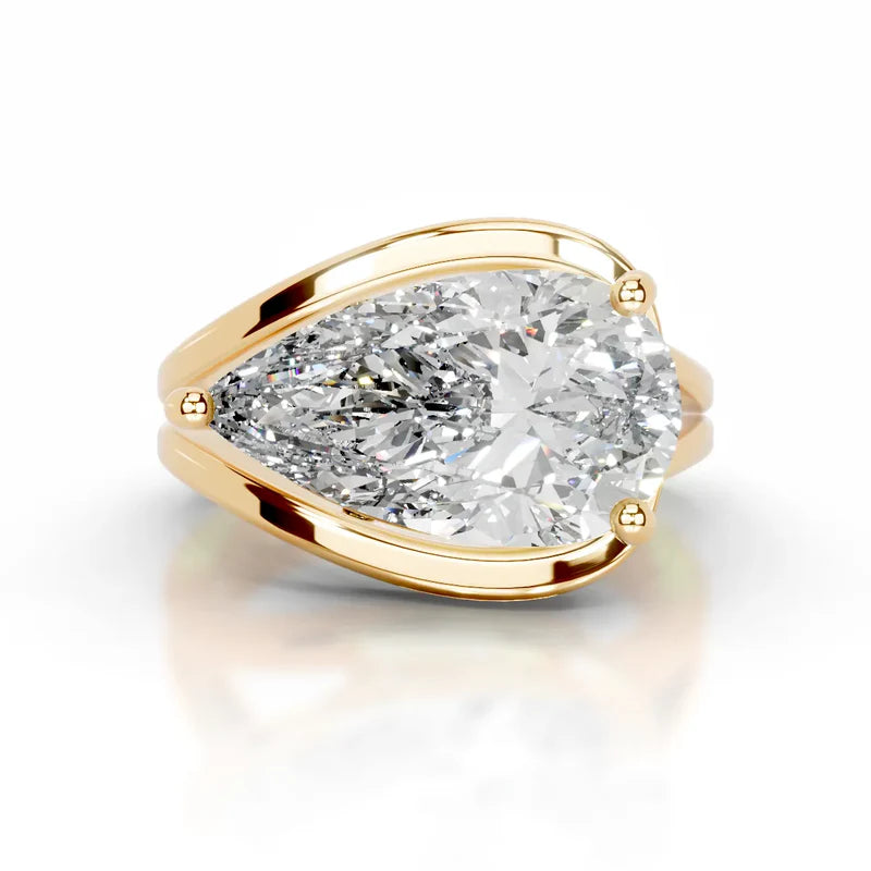 Yellow :: women’s pear cut lab diamond solitaire engagement ring white gold band