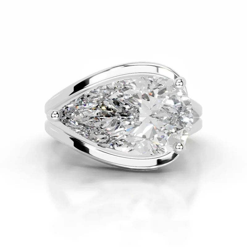 White :: Zorevique pear solitaire lab grown diamond engagement ring IGI certified
