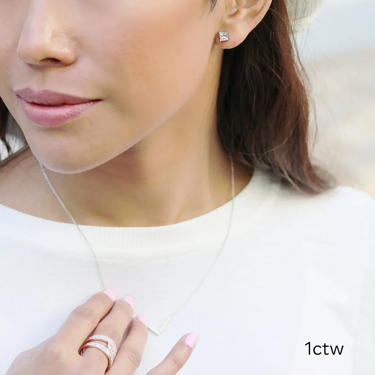 PRINCESS CUT STUD EARRINGS