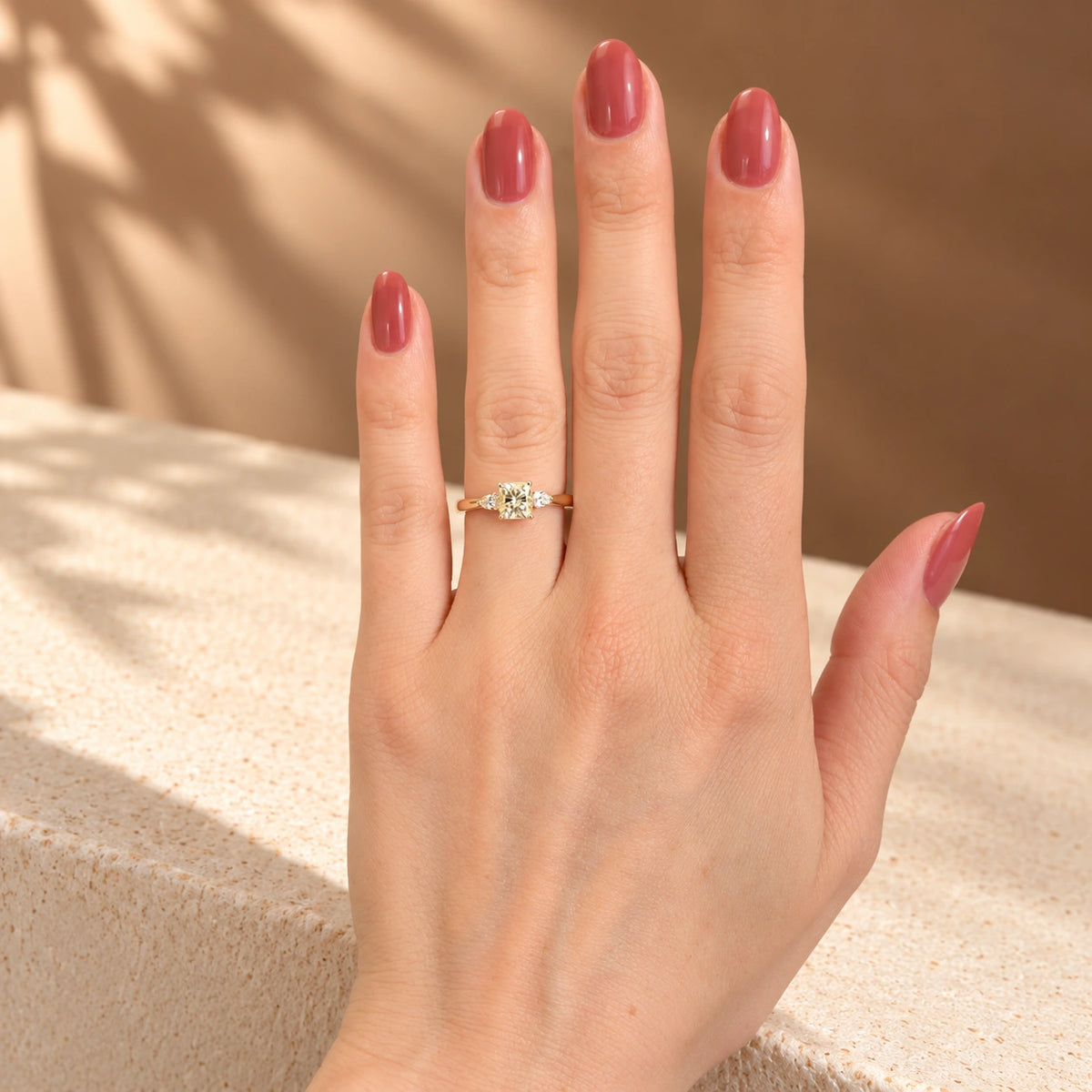 Common :: D VVS1 Square Radiant diamond three stone engagement ring