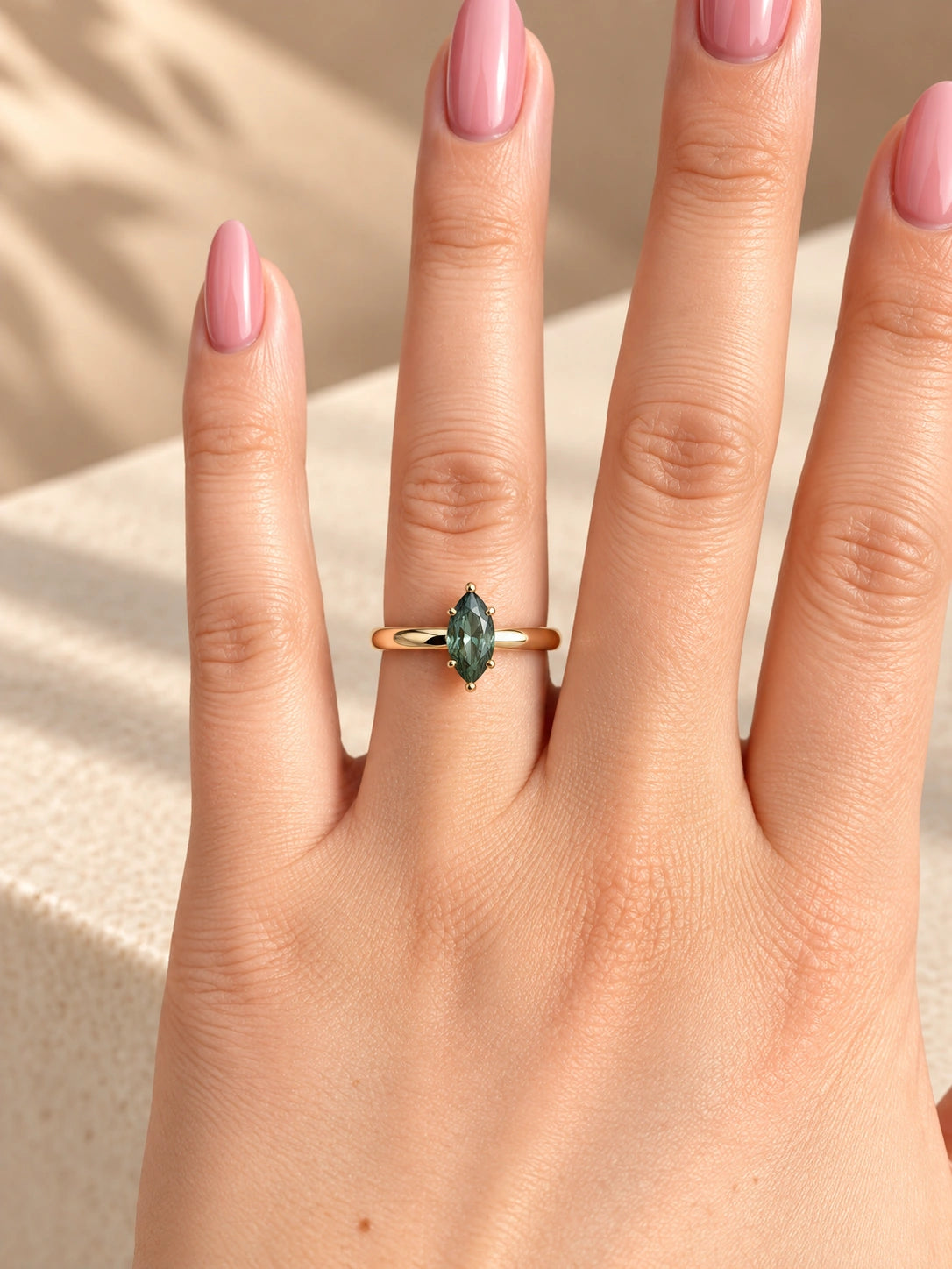 Common :: VS1 Teal Marquise lab grown diamond solitaire engagement ring