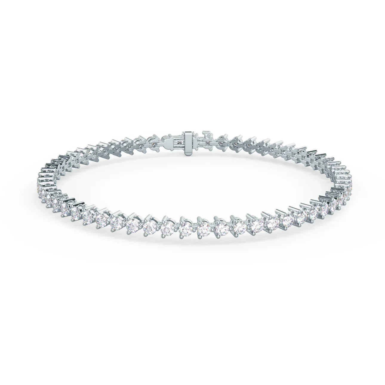 Round Lab Grown Diamond Three Prong Tennis Bracelet, EF Color, VS Clarity, IGI Certificate
