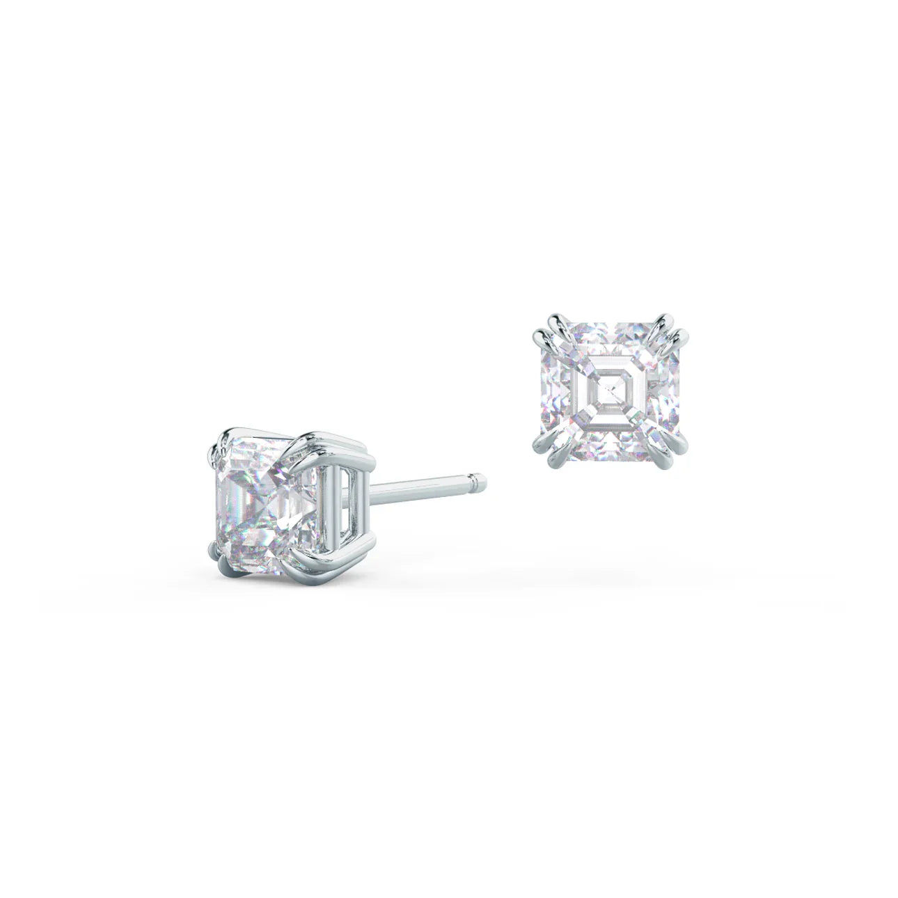 Asscher Lab Grown Diamond Stud Earring, EF Color, VS Clarity - IGI Certified