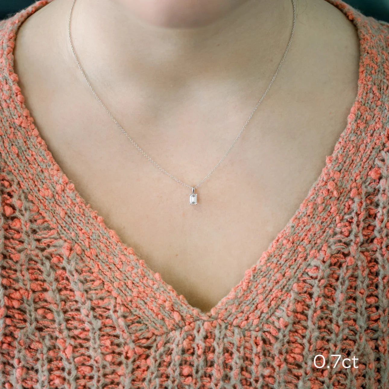 Emerald Lab Grown Diamond Classic Pendant With Chain, EF Color, VS Clarity, IGI Certified