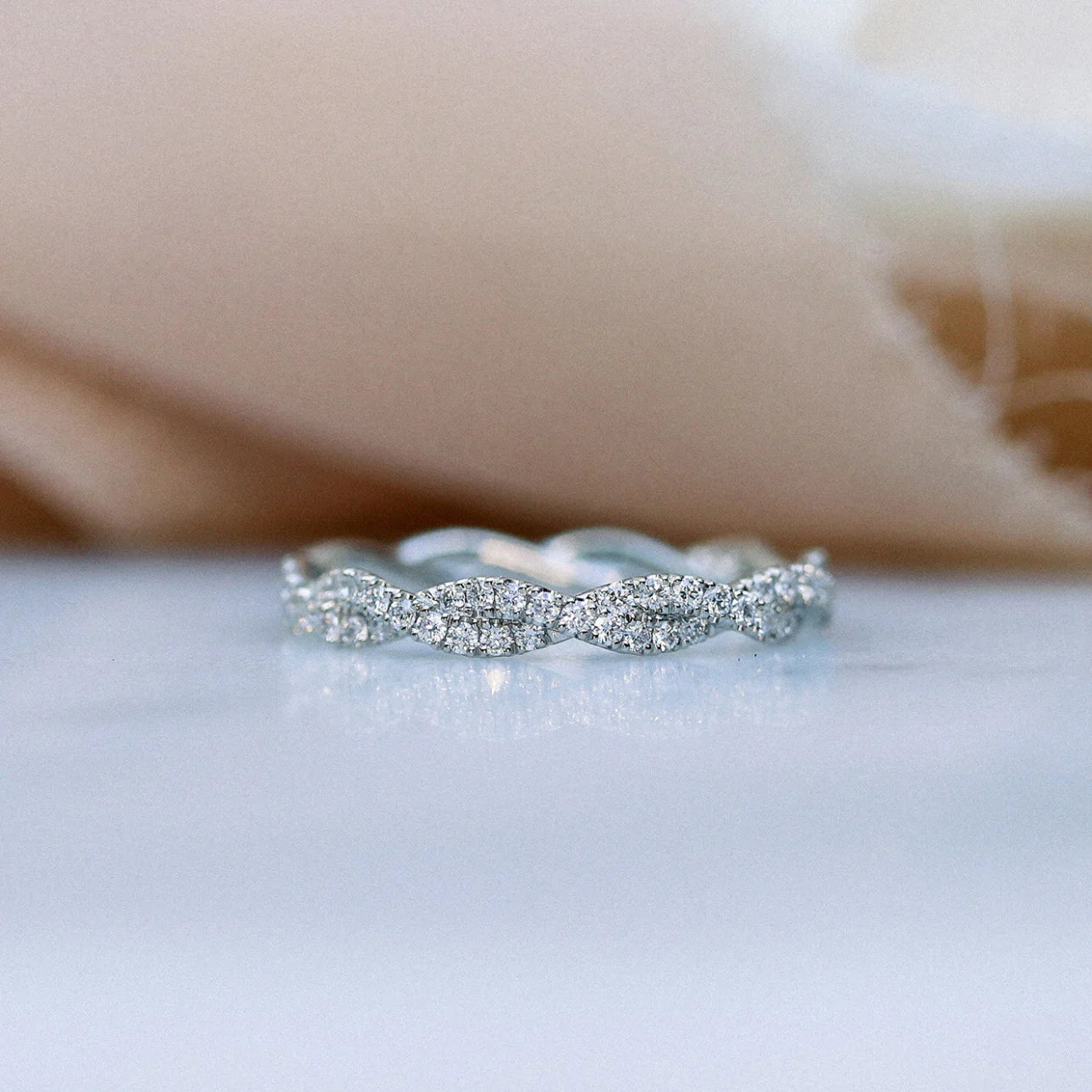 Round Lab Grown Diamond , Infinity Twist Full Eternity Band , EF Color , VS Clarity , IGI Certificate