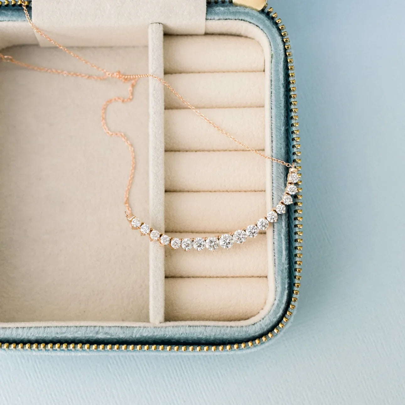 Round Lab Grown Diamond Mini Riviera Choker, EF Color, VS Clarity, IGI Certified