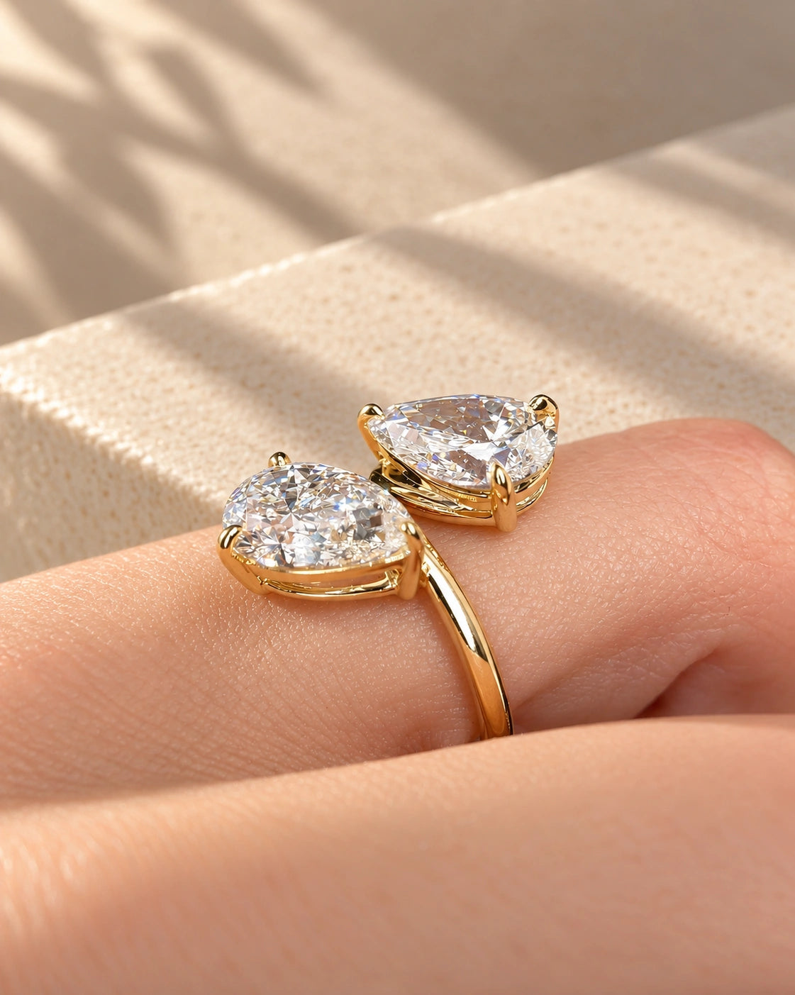 Common :: 2.80TCW Double Pear diamond ring with 1.50ct and 1.30ct stones