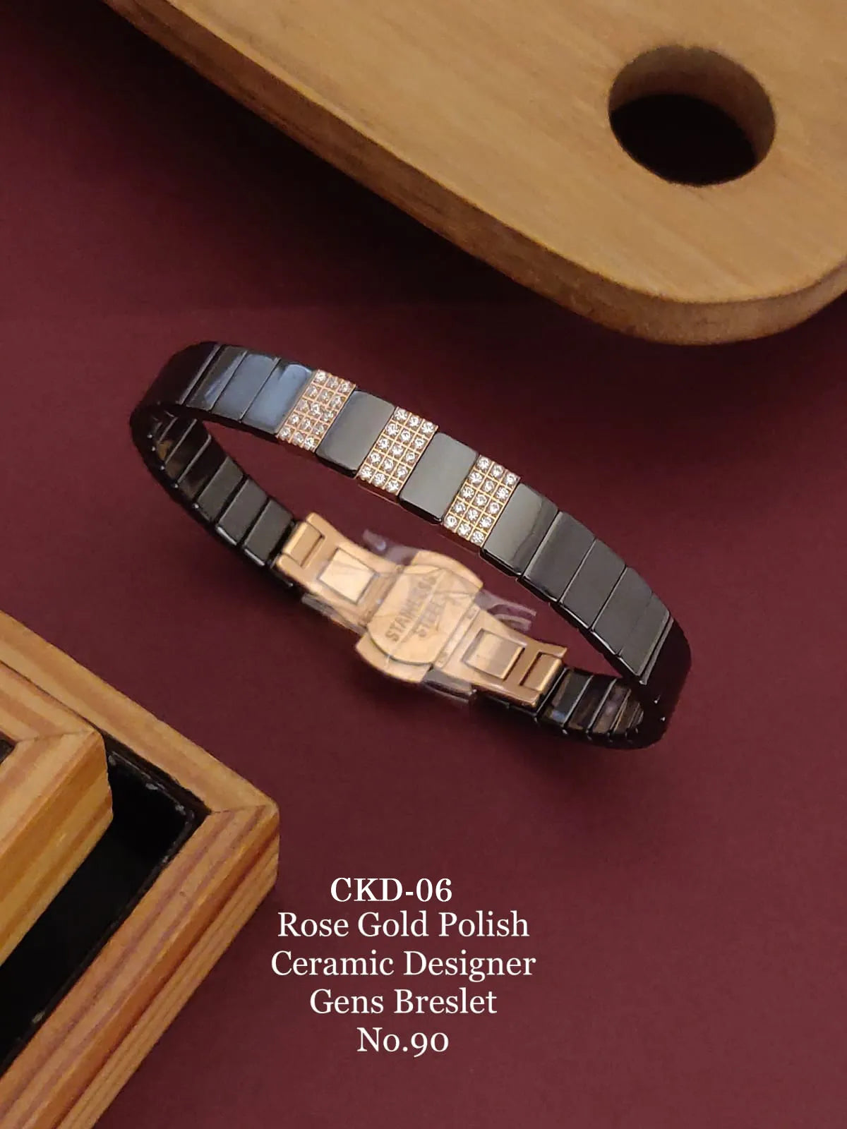 Rose Gold Polish Ceramic A.D Gent's Designer Kada