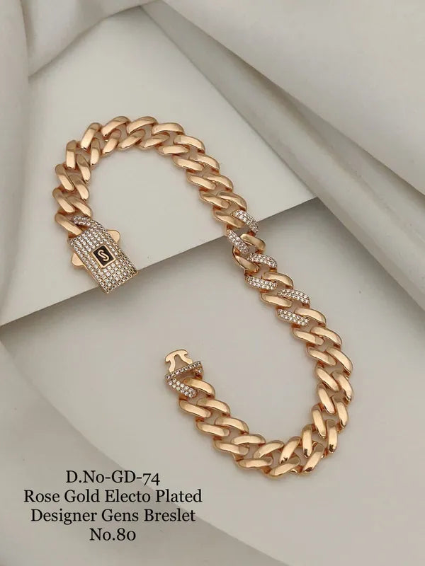 Rose Gold Electo Plated Designer Cuban Bracelet