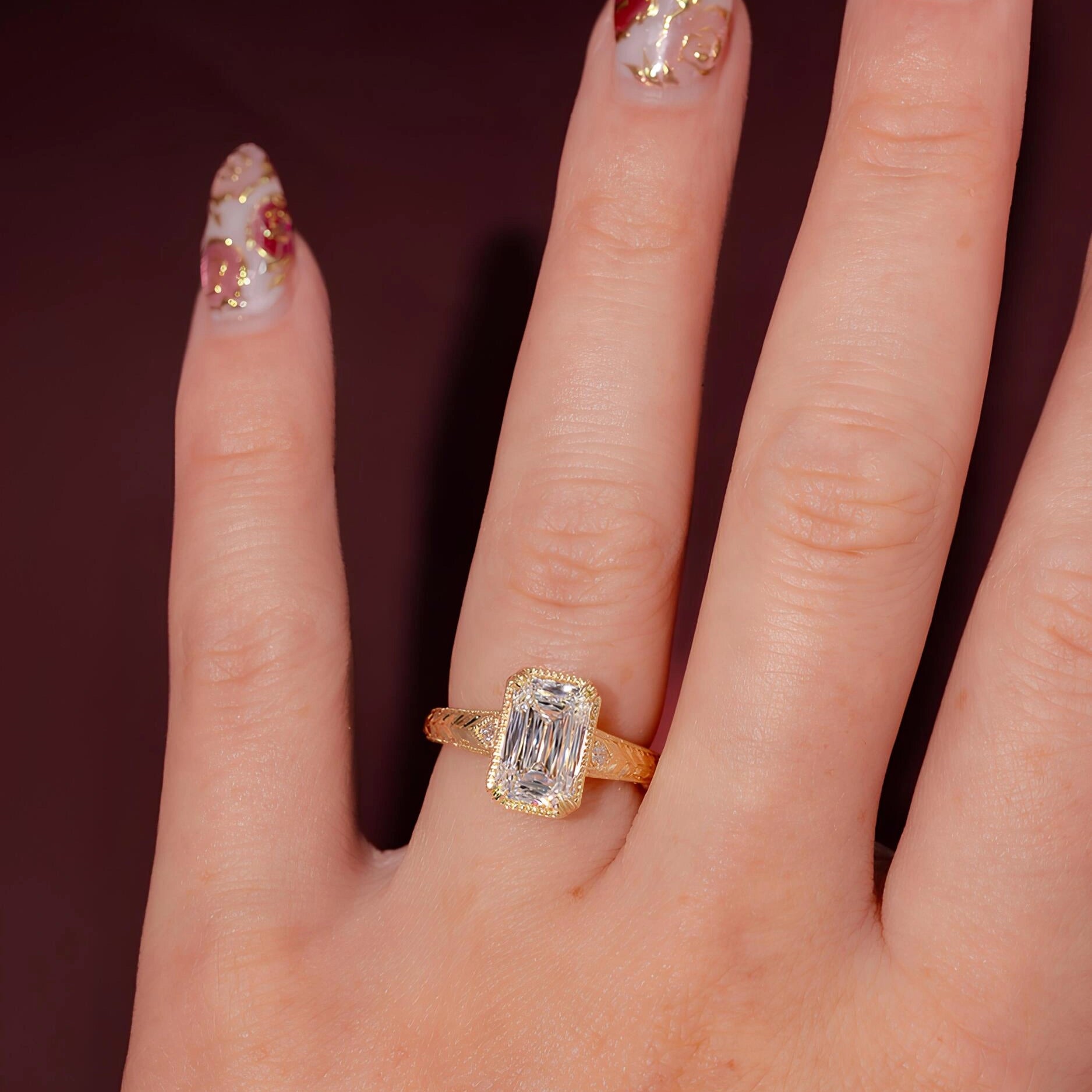 Common :: 2.30ct Criss Cut lab grown diamond engagement ring with 2.5mm band