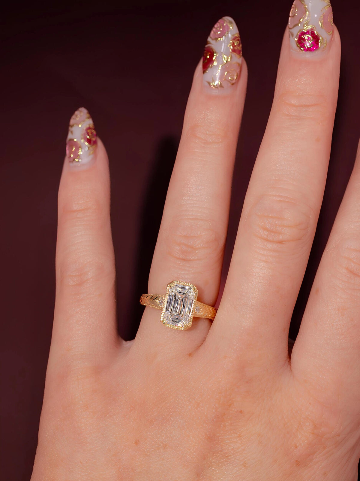 Common :: 2.30ct Criss Cut lab grown diamond engagement ring with 2.5mm band