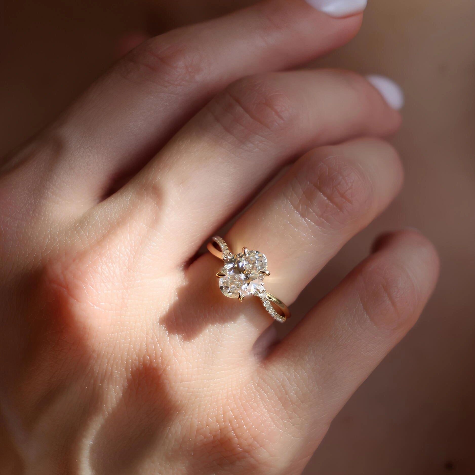 Common :: Unii Jewels 2.20TCW Oval lab grown diamond pavé engagement ring