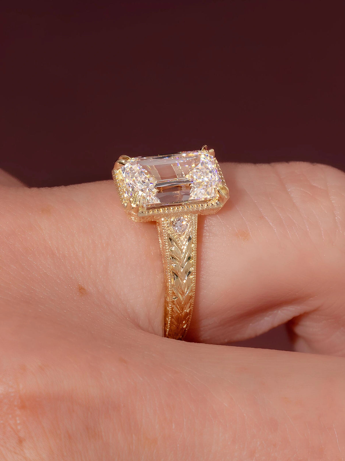 Common :: Unique Criss Cut lab grown diamond solitaire engagement ring
