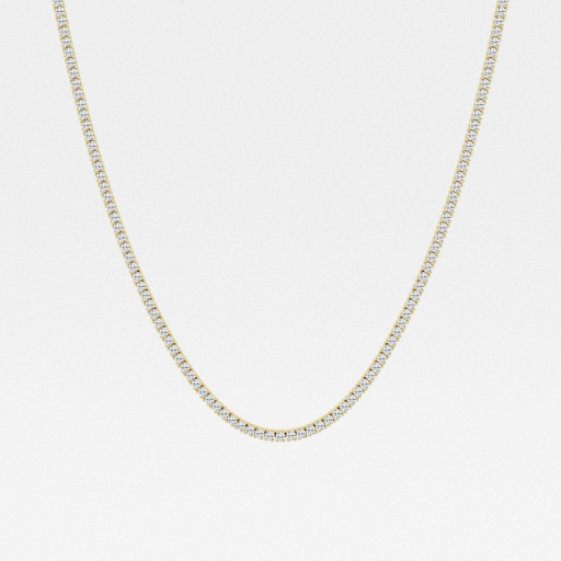 Round Lab Grown Diamond Four Prong Tennis Necklace, EF Color, VS Clarity - IGI Cetificate