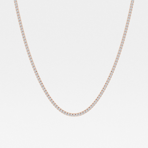 Round Lab Grown Diamond Four Prong Tennis Necklace, EF Color, VS Clarity - IGI Cetificate