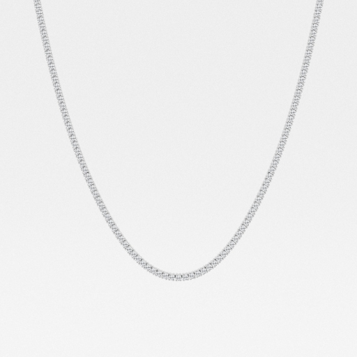 Round Lab Grown Diamond Four Prong Tennis Necklace, EF Color, VS Clarity - IGI Cetificate