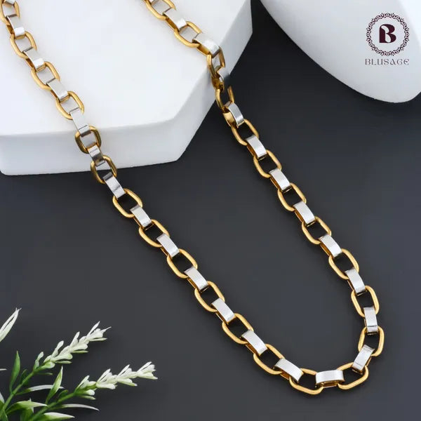 Silver Golden Modern Stylish Anti Tarnish & Waterproof Chain For Men & Boys
