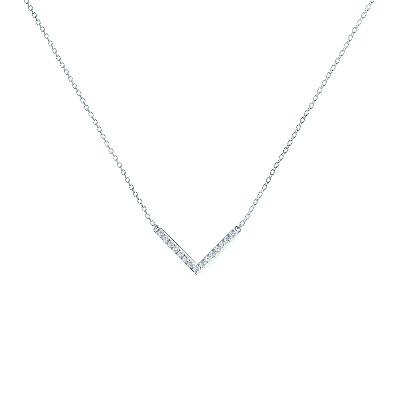 Round Lab Grown Diamond V Necklace, EF Color, VS Clarity, IGI Certified