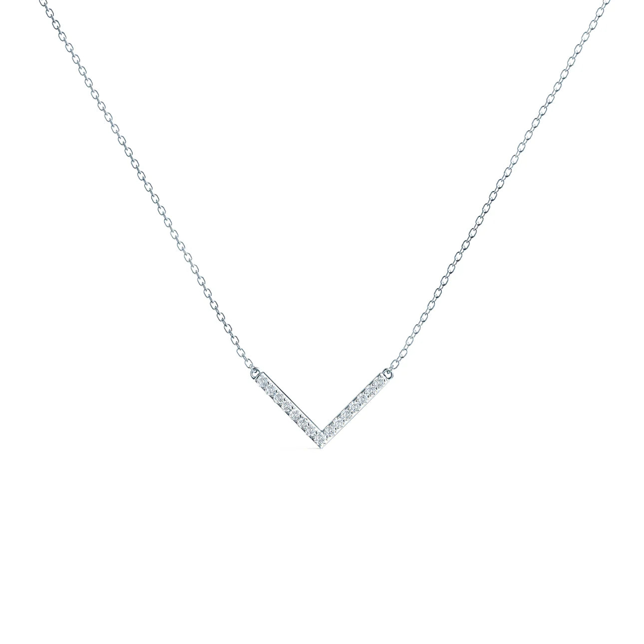 Round Lab Grown Diamond V Necklace, EF Color, VS Clarity, IGI Certified