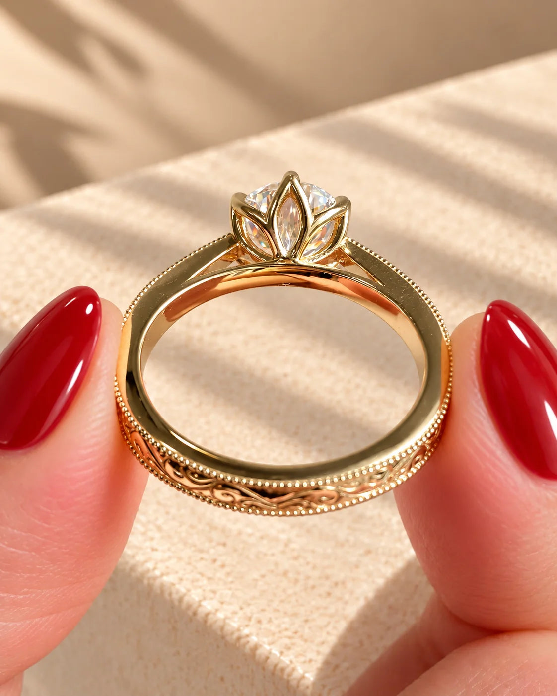 Common :: 1CT Round Lab Grown Diamond Ring with refined 2MM band